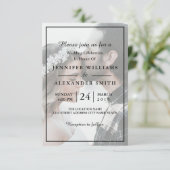 Elegant White & Black Photo Wedding Invitation Kaart (Staand voorkant)