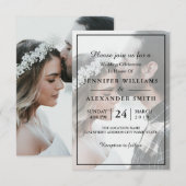 Elegant White & Black Photo Wedding Invitation Kaart (Voorkant / Achterkant)
