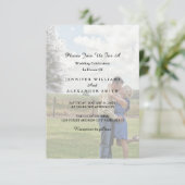 Elegant White & Black Photo Wedding Invitation Kaart (Staand voorkant)