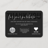 Elegant White Black Script Logo Klant Bedankt Visitekaartje (Voorkant)