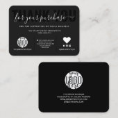 Elegant White Black Script Logo Klant Bedankt Visitekaartje (Voorkant / Achterkant)