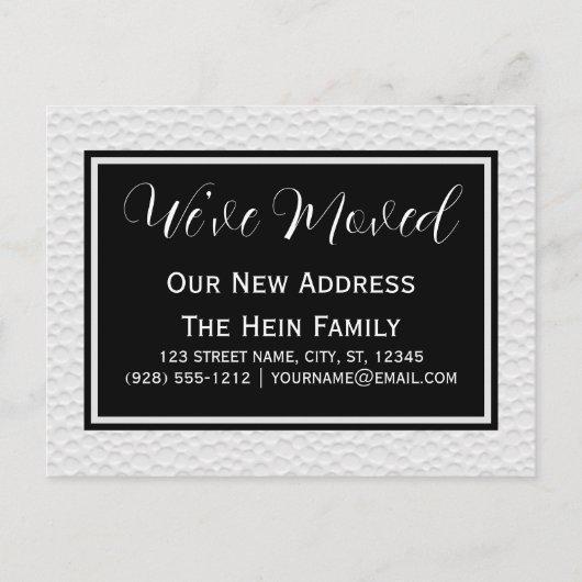Elegant White Black We hebben adreswijziging gemaa Briefkaart (Voorkant)
