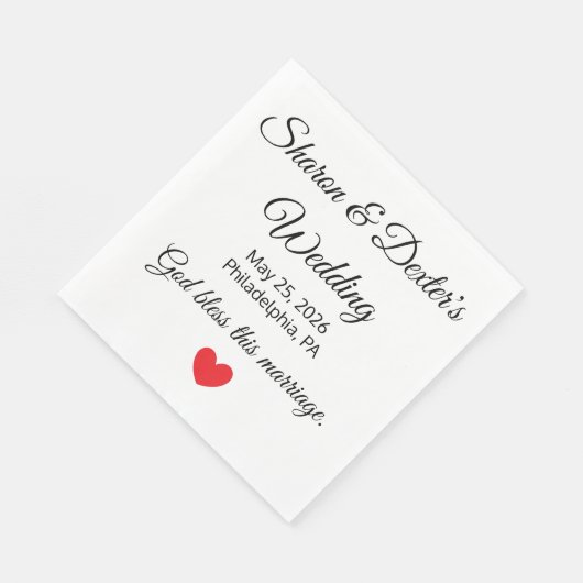 Elegant White & Black Wedding Reception Servet (Hoek)