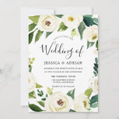 Elegant White Bloom Floral Wreath Wedding Invite Kaart (Voorkant)