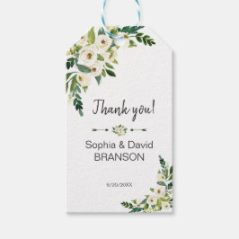 Elegant White Blooming Floral Handwriting Wedding Cadeaulabel