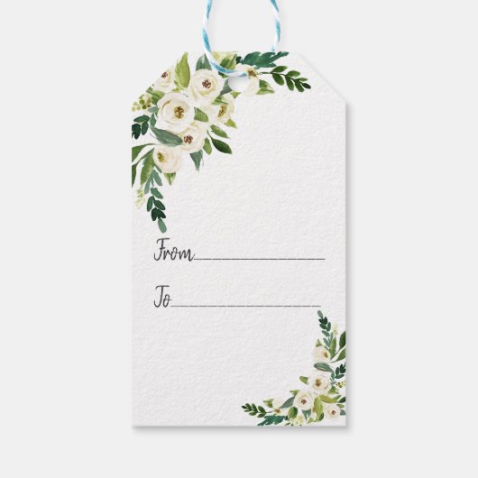 Elegant White Blooming Floral Handwriting Wedding Cadeaulabel (Achterkant)