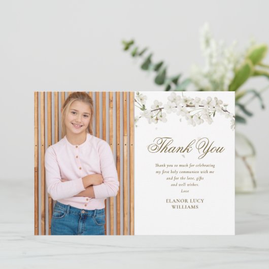 Elegant White Blossom First Heilige Communauteit F Bedankkaart (Staand voorkant)