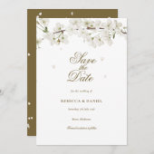 Elegant White Blossom Floral Save the Date (Voorkant / Achterkant)