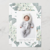 Elegant White Blossom Flower Photo Frame Birth Aankondiging (Voorkant / Achterkant)
