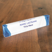 Elegant white & Blue custom name Desk Nameplate Naambordje (Zijkant)