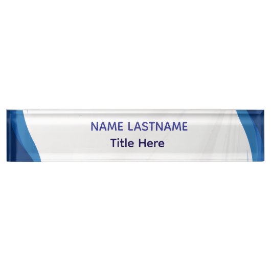 Elegant white & Blue custom name Desk Nameplate Naambordje (Voorkant)