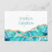 Elegant White Blue Glitter bruiloft receptie Informatiekaartje (Achterkant)