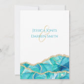 Elegant White Blue Glitter Waterverf Weddenschap Kaart (Achterkant)