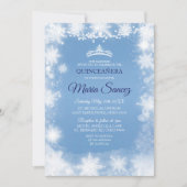 Elegant White & Blue Kerstmis Mis Quince nodigt ui Kaart (Voorkant)