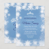 Elegant White & Blue Kerstmis Mis Quince nodigt ui Kaart (Voorkant / Achterkant)