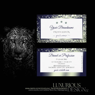 Elegant White Blue Silver Ombre Sparkle Glitter Visitekaartje