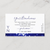 Elegant White Blue Sparking Glitter met Monogram Visitekaartje (Achterkant)