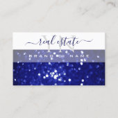 Elegant White Blue Sparking Glitter met Monogram Visitekaartje (Voorkant)