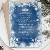 Elegant White Blue Winter Quinceanera Invite Kaart
