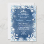 Elegant White Blue Winter Quinceanera Invite Kaart (Voorkant)