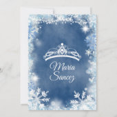 Elegant White Blue Winter Quinceanera Invite Kaart (Achterkant)