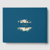 Elegant White Blush Floral Gold Lijst Wedding Gastenboek (Achterkant)