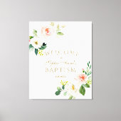 Elegant White Blush Floral Welcome Baptism Sign Canvas Afdruk (Voorkant)