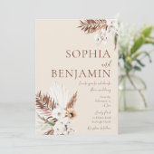 Elegant White Bohemian Flowers Weddenschap Kaart (Staand voorkant)