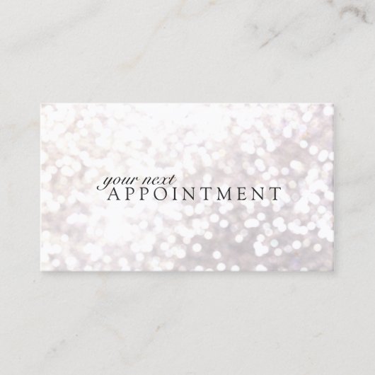Elegant White Bokeh Appointkaart Afsprakenkaartje (Voorkant)