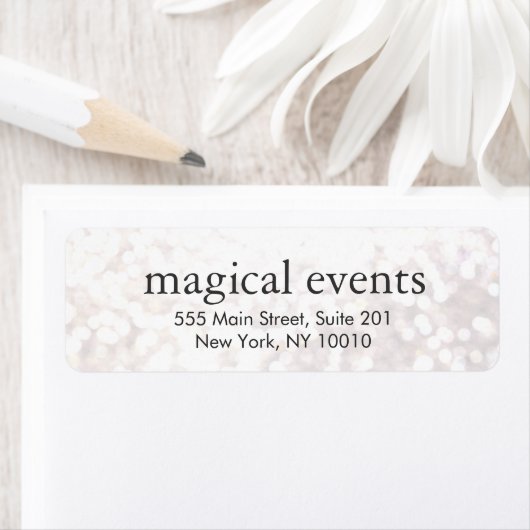 Elegant White Bokeh Glitter Blik Adres Etiket (Insitu)
