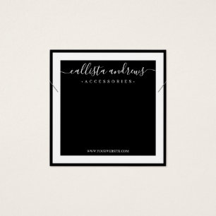 Elegant White Border Cursive Ketting Display Vierkante Visitekaartjes