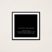 Elegant White Border Cursive Ketting Display Vierkante Visitekaartjes (Achterkant)