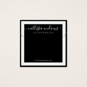 Elegant White Border Cursive Ketting Display Vierkante Visitekaartjes (Voorkant)