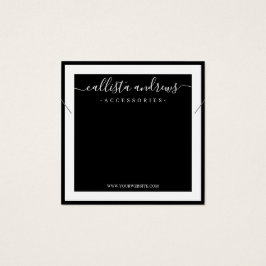 Elegant White Border Cursive Ketting Display Vierkante Visitekaartjes