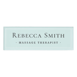 Elegant white border light aqua blue naambadge