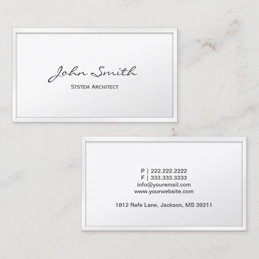 Elegant White Border System Architect Visitekaartje (Voorkant / Achterkant)