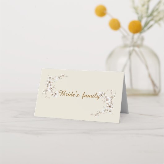 Elegant White Botanical Blossom Ivory Wedding Plaatskaartje (Voorkant)