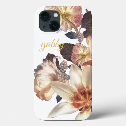 Elegant White Botanical Florals | Aangepaste tekst Case-Mate iPhone Case (Achterkant)