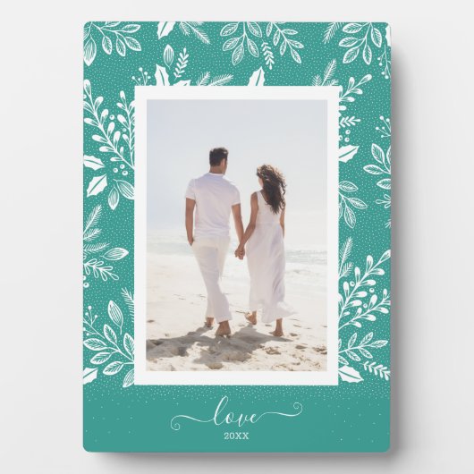 Elegant White Botanicals Tabletop Easel Foto Fotoplaat (voorkant)