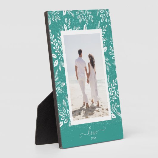 Elegant White Botanicals Tabletop Easel Foto Fotoplaat (Zijkant)