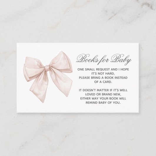 Elegant White Bow Book voor Baby Enclosure Kaart (Voorkant)