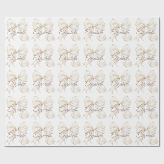 Elegant White Bow Christmas  Cadeaupapier (Vlak)