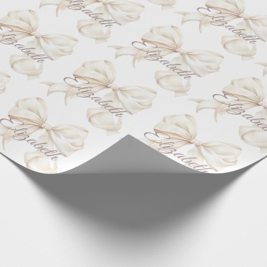 Elegant White Bow Christmas  Cadeaupapier (Hoek)