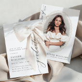 Elegant White Bow Graduation Kaart