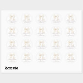 Elegant White Bow Merry Christmas  Ronde Sticker (Vel)