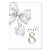 Elegant White Bow Table Numbers for Wedding Kaart (Achterkant)
