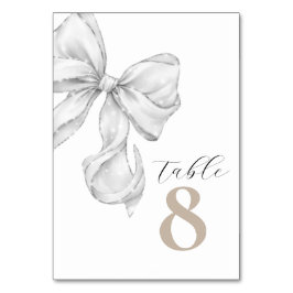 Elegant White Bow Table Numbers for Wedding Kaart