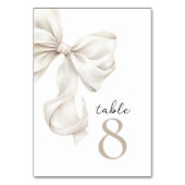 Elegant White Bow Table Numbers Kaart (Achterkant)