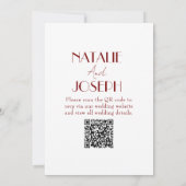 Elegant White Burgundy Minimalist QR Code Wedding Kaart (Achterkant)