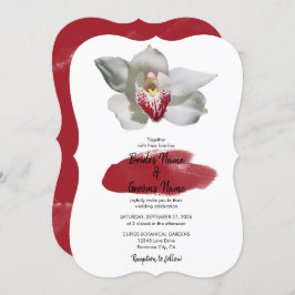 Elegant White Burgundy Orchid Wedding Invitations Kaart